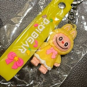 Yellow Keychain Key Fob – Monster Bunny Hoodie Design NEW